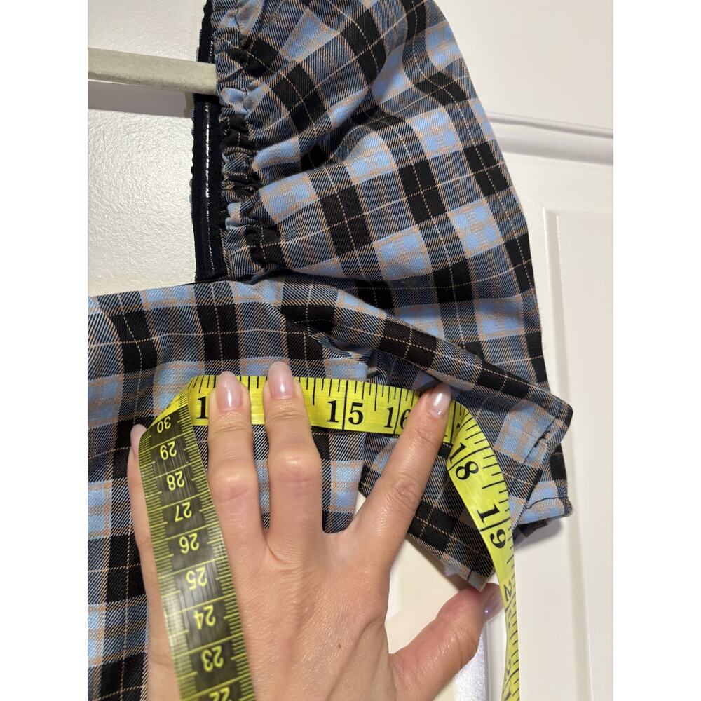 Lovers + Friends XS Plaid Puff Sleeve Square Top - Picture 3 of 9